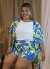 Short + Kimono Plus Size Verde/Azul - Zanne Duarte