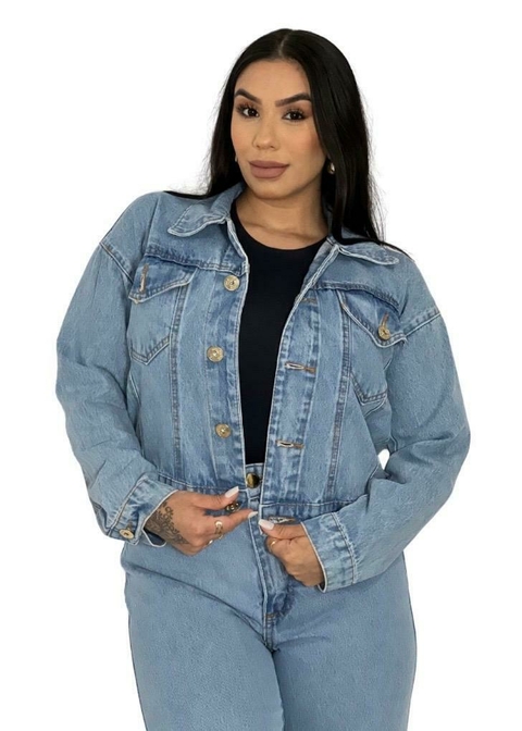 JAQUETA CURTA BÁSICA JEANS MÉDIO
