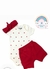KIT BODY BEBE 3 PEÇAS CORAÇÕES OFF WHITE E VERMELHO- TONTON KIDS-GG