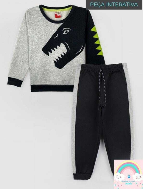 Conjunto Bebê Menino Moletom + Calça Mescla Dengos & Cia