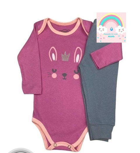 Conjunto Body Bebê 2 Peças Coelhinha Roxo Orango k