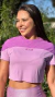 T-Shirt Skin Fit Com Tule Sobreposto Rosa Orchid - Ihuuu Fitness e Beachwear