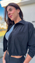 Jaqueta Cropped Com Ziper Preto - Ihuuu Fitness e Beachwear