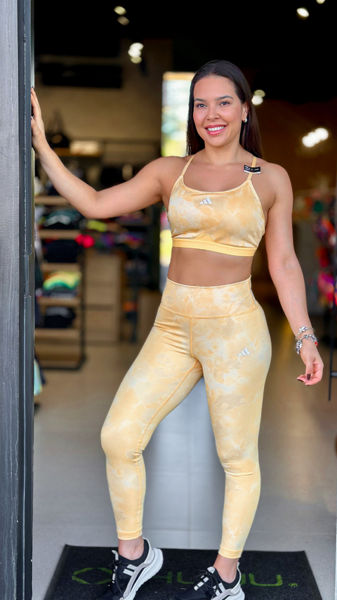 Legging Train Essentials AOP Flower Tie-Dye Amarelo
