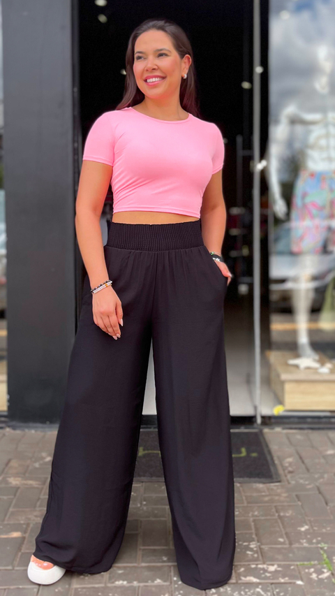 Calça Pantalona Poliamida Preto