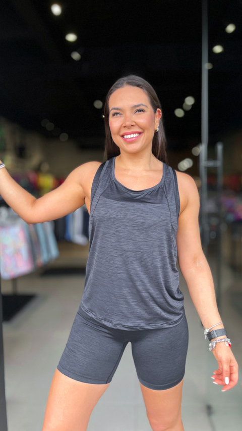 Regata Cut Out Back Melange Noir Black