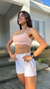 Top Alcas Finas E Torcido Costas Rosa Calmo - comprar online