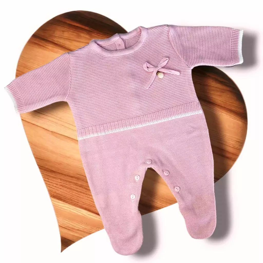 Macacão Tricô Bebe Rosa
