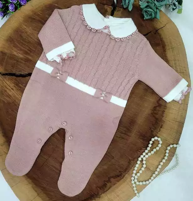 Macacão Tricô Bebe laço