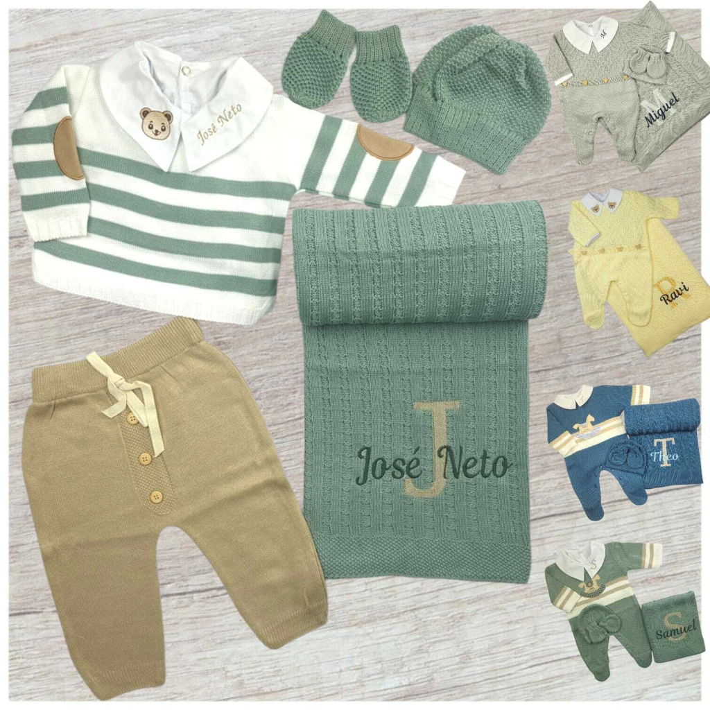 Saída Maternidade Tricô Personalizada Bordada (Leia Descrição)