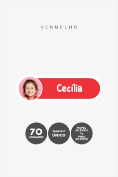 Etiquetas Escolares Personalizadas com Foto – Kit com 70 Unidades | 4 x 1,3 cm
