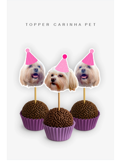 Topper personalizado carinha PET - Copy+Arts - Papelaria Personalizada, Etiquetas Escolares e Produtos Exclusivos para Festas