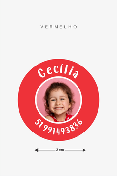 Imagem do Etiquetas Termocolantes com foto Escolares Personalizadas – Nome + Telefone | Tamanho 3 cm
