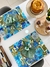 Lugar americano - Floral azul e verde (semi impermeável) - MABOLI