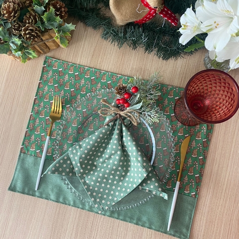 Lugar americanos dupla face - natal Verde (biscoito)