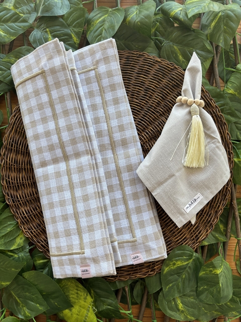 Conjunto 6 peças (p/ 2 LUGARES) - Xadrez bege