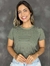T-SHIRT LISTRADA FEMININA COR VERDE MILITAR