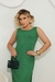 Vestido Midi Regata Canelado com Fenda Lateral Cor Verde - T-shirts Feminina Atacado I Loja Donna Rica Modas