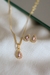 Conjunto Gota Rosa Kunzita Mariana Banhado a Ouro 18k