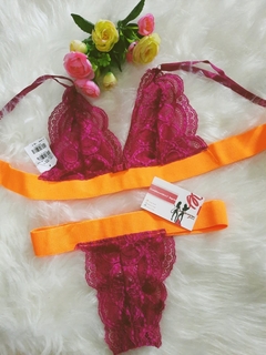 CONJUNTO NEON SEMI FIO EM RENDA /SEM BOJO na internet