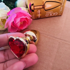 PLUG ANAL EM FORMATO DE CORAÇÃO 6,5CM X 2,5 CM GOLD - comprar online