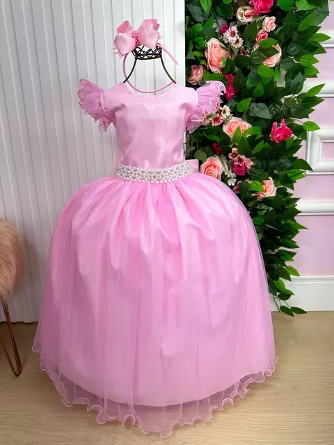 Vestido Infantil Longo Rosa Bebê Damas/Formaturas Luxo - comprar online