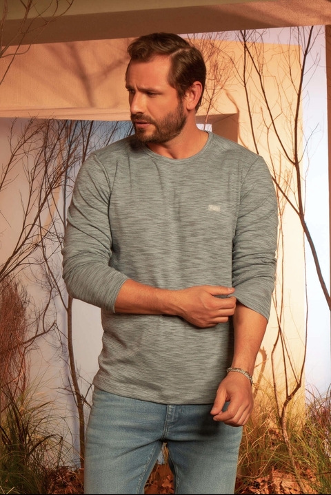 blusa manga longa azul indigo