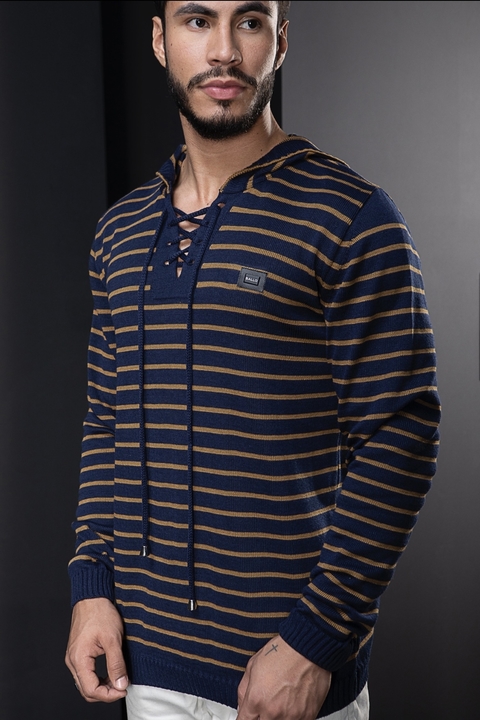 camisa de tricô sallo com capuz