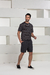 bermuda moletom jogger preto mescla