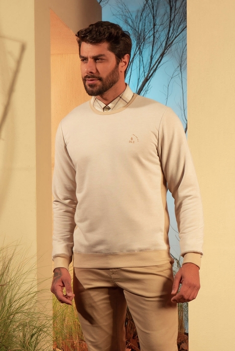 blusão moletom bege linho