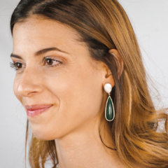 Brinco Quartzo Verde e Madrepérola - Joana Campelo