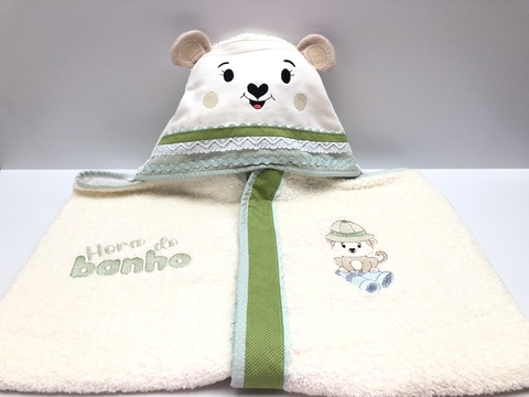 Toalha de banho com capuz macaquinho
