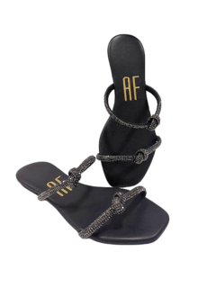 CHINELO FEM. ANNA FLOR PRETO BRILHO - comprar online