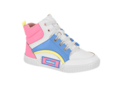 TENIS INF. FEM. BOTINHA MOLEKINHA BRANCO JEANS ROSA AMARELO - Sugestiva Calçados