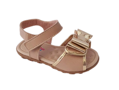 SANDALIA INF. FEM. MOLEKINHA METAL VELCRO BEGE DOURADO