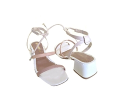 SANDÁLIA FEM. SALTO QUADRADO RAQUEL DIAS OFF WHITE PELE ROSADO - comprar online