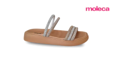 CHINELO SLIDE FEM. MOLECA SILVER OURO ROSADO - Sugestiva Calçados