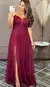 Vestido ombro a ombro com decote brilhoso
