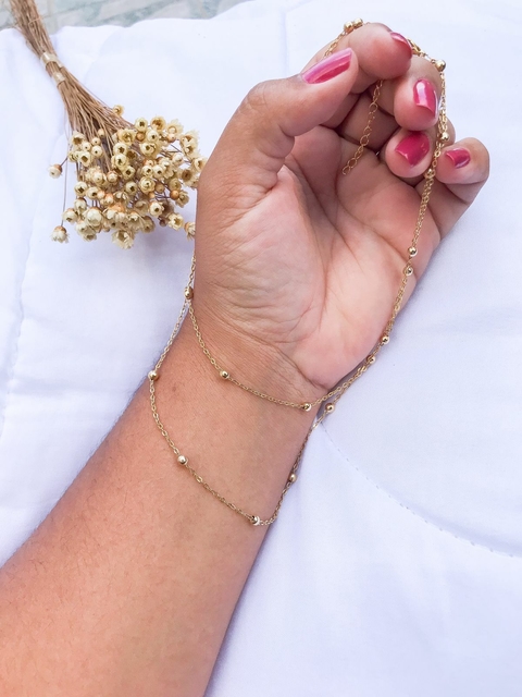 Choker de bolinhas 2 em 1