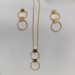 Conjunto Colar e Brinco Argolinhas e Mini Quadrados - APTA Moda e Acessórios