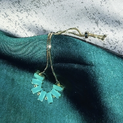 Pulseira Riviera com Zircônia Verde Água Banhada a Ouro 18K - APTA Moda e Acessórios