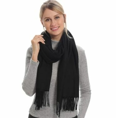 Lenço Cashemere Fino Liso Preto - comprar online