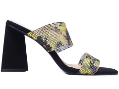 Sandália Tamanco Feminino Salto Largo com Enfeite Dourado - loja online