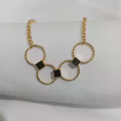 Pulseira Argolinhas e Mini Quadrados Banhada Ouro 18K - APTA Moda e Acessórios