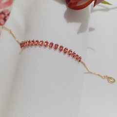 Pulseira Riviera com Zircônia Rosa Banhada Ouro 18K na internet
