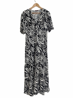 Vestido Longo Estampado Manga Curta - comprar online