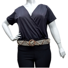 Body Plus Size Tecido Encorpado Transpassado Busto