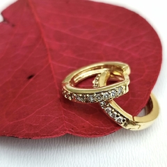 Conjunto 3 Pares Brinco de Argola Cravejada com Zircônia Banhada a Ouro - comprar online