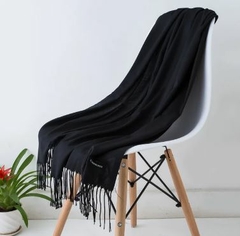 Lenço Cashemere Fino Liso Preto