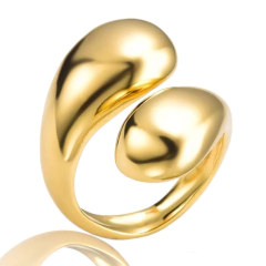 Anel Ajustável Gota Dupla Banhado Ouro 18K